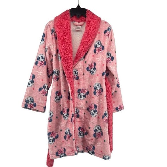 Disney Junior Minnie Mouse Toddler Girl’s Pink Fleece Belted Bath Robe 4T/5T - Picture 3 of 11
